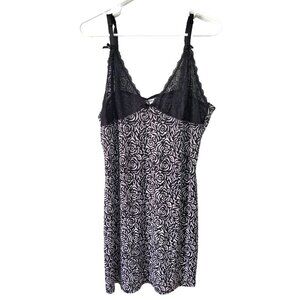 Body Form Nightgown 1X Plus Size Women Sexy Black Roses Floral Lace Cups